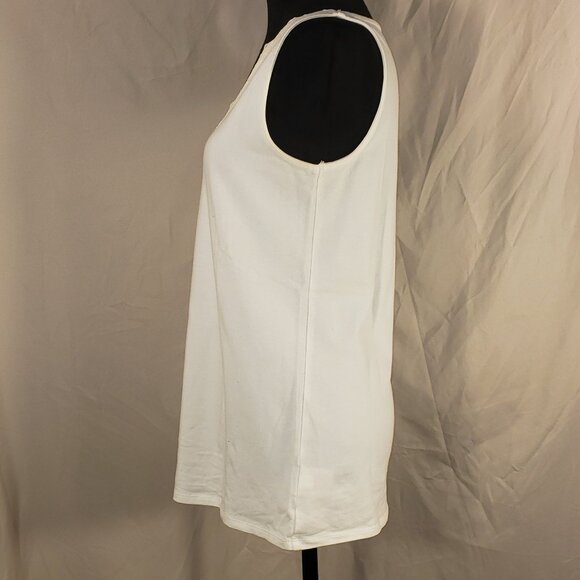 Faded Glory Women's White Lace Trimmed V Neck Tank Top, M - Picture 3 of 5